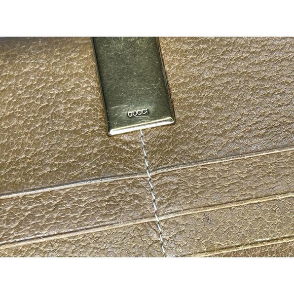 GUCCI Vintage Leather Long Wallet Golden Brown Gold Hardware Classic - Picture 7 of 11